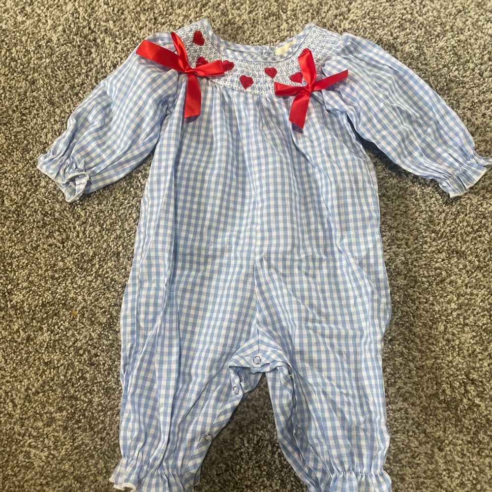 Valentine Smocked Baby Romper